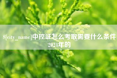 河南中控证怎么考取需要什么条件2024年的